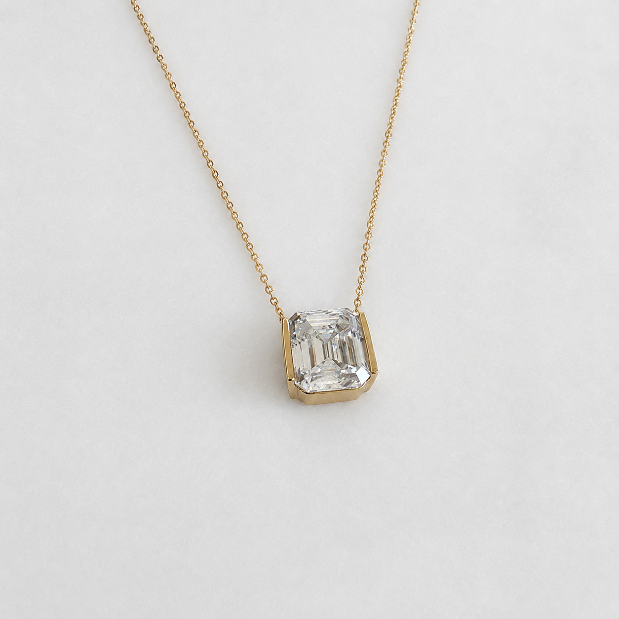 EMERALD-CUT Moissanite Necklace - 5.0ct