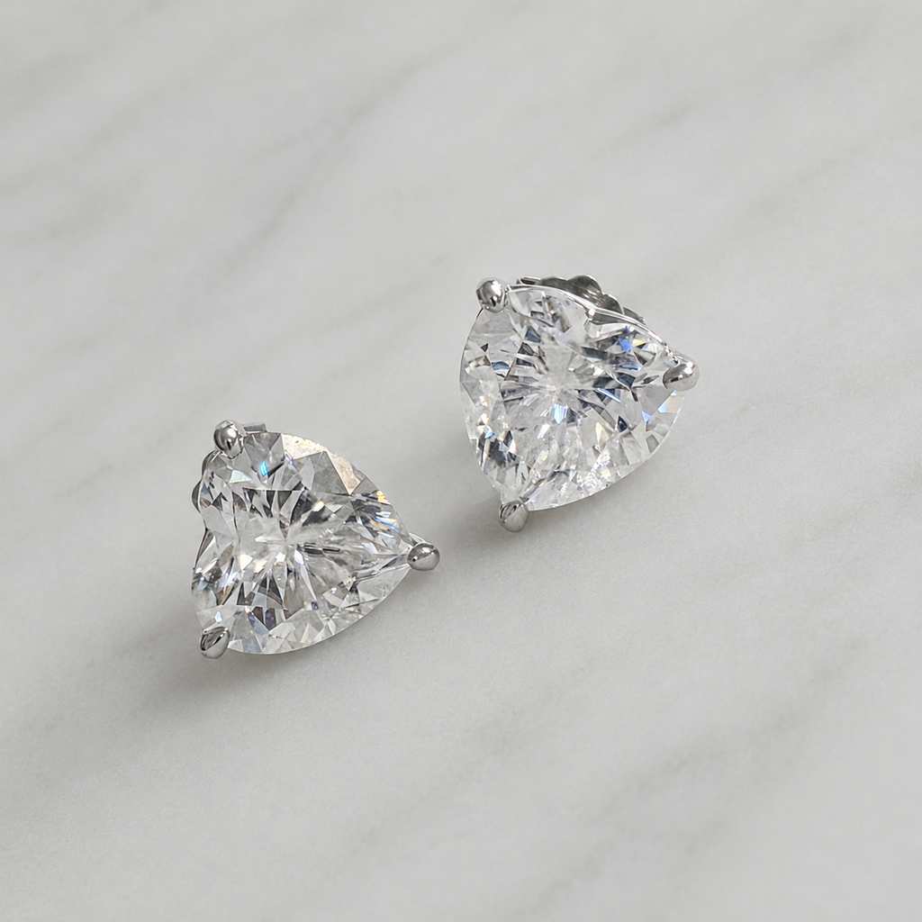 Heart-Cut Earrings Moissanite - 4.0ct