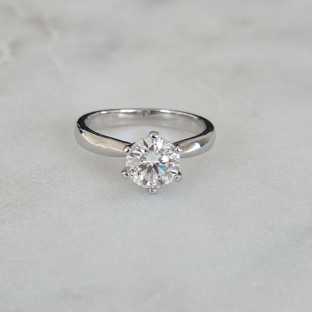 CLASSIC SOLITAIRE 6-PRONG ROUND-CUT MOISSANITE RING - 1.0ct