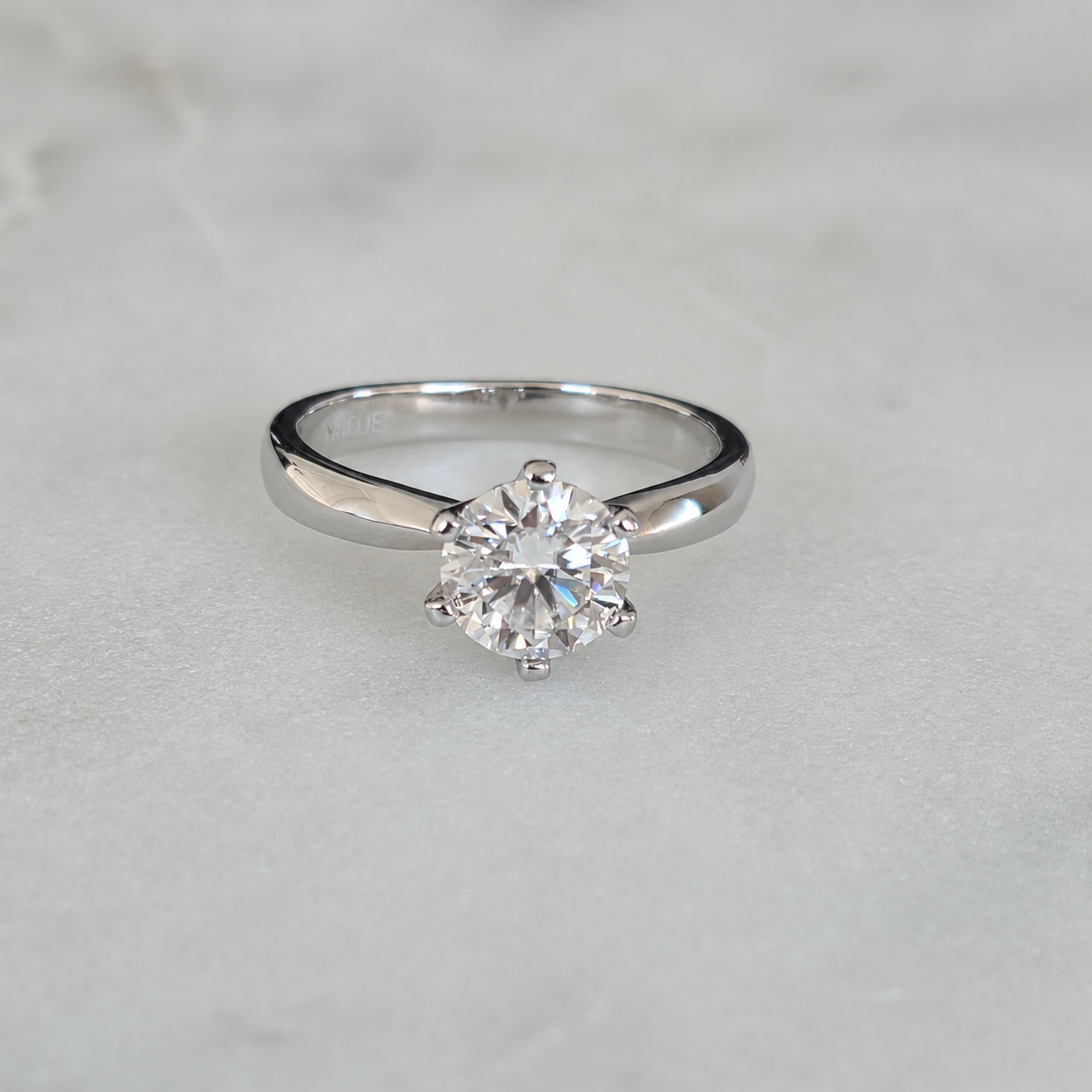 CLASSIC SOLITAIRE 6-PRONG ROUND-CUT MOISSANITE RING - 1.0ct