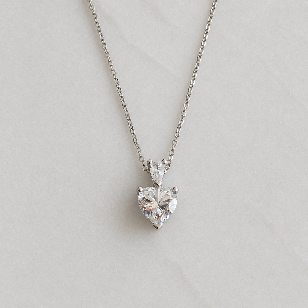 Heart-cut Moissanite Necklace - 2.34ct