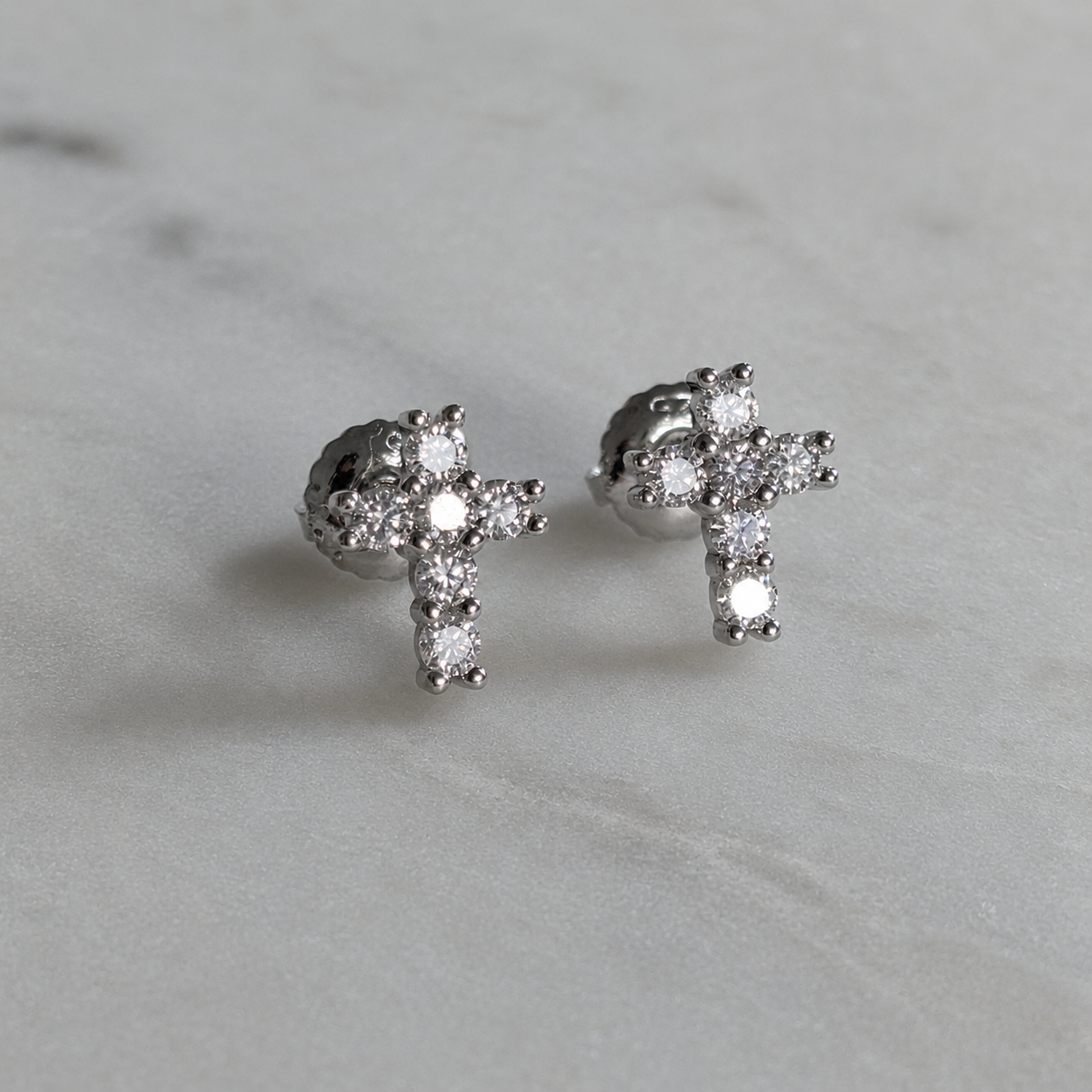Cross Stud Earring Moissanite 0.34ct