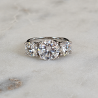 THREE-STONE ROUND-CUT MOISSANITE RING - 5.0ct