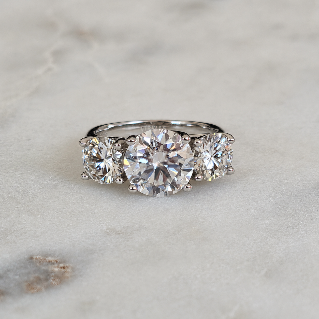 THREE-STONE ROUND-CUT MOISSANITE RING - 5.0ct