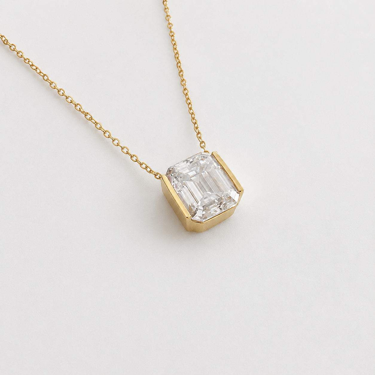 EMERALD-CUT Moissanite Necklace - 5.0ct