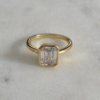 SOLITAIRE EMERALD-CUT BEZEL MOISSANITE RING - 3.0ct