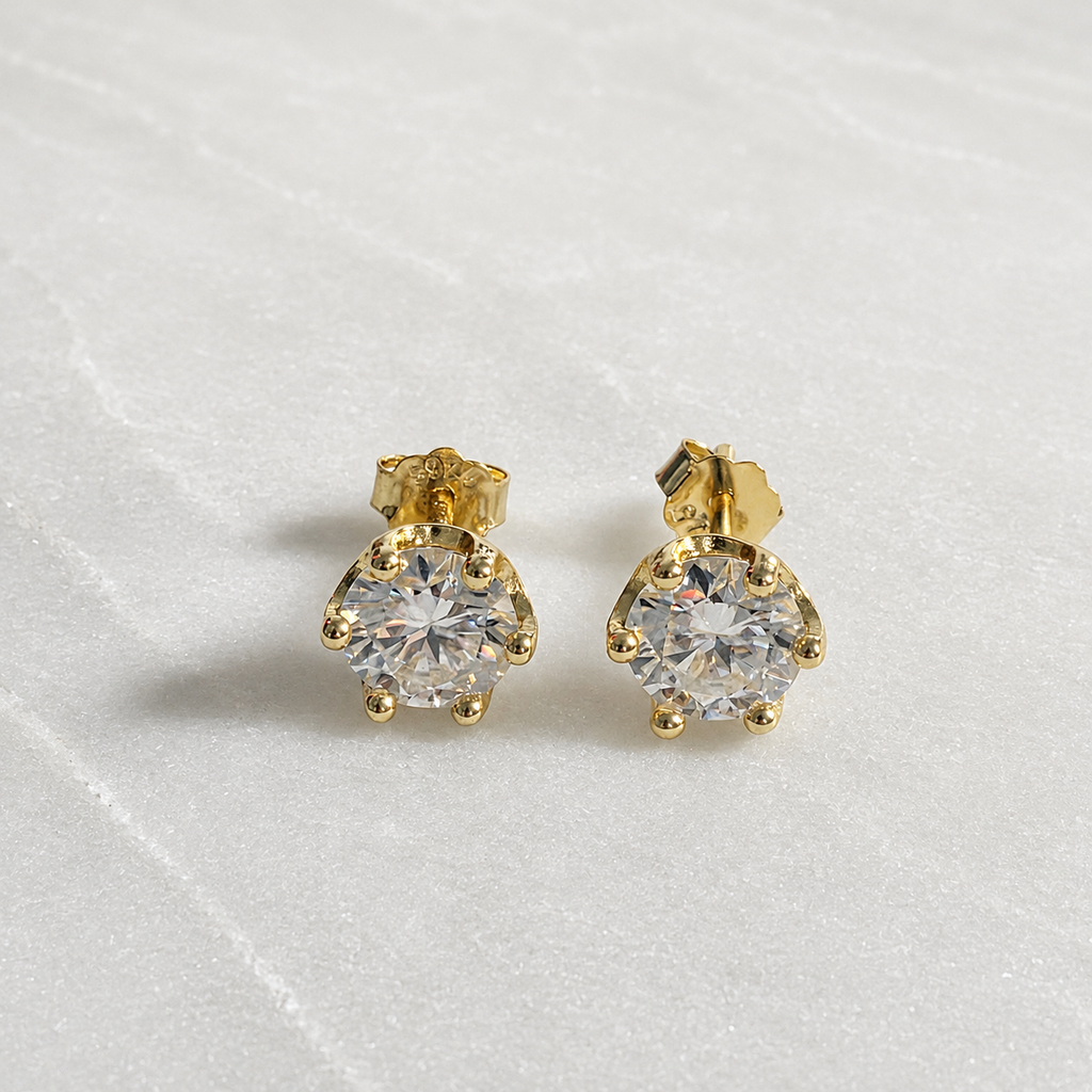 Round-Cut Stud Earring Moissanite - 2.0ct