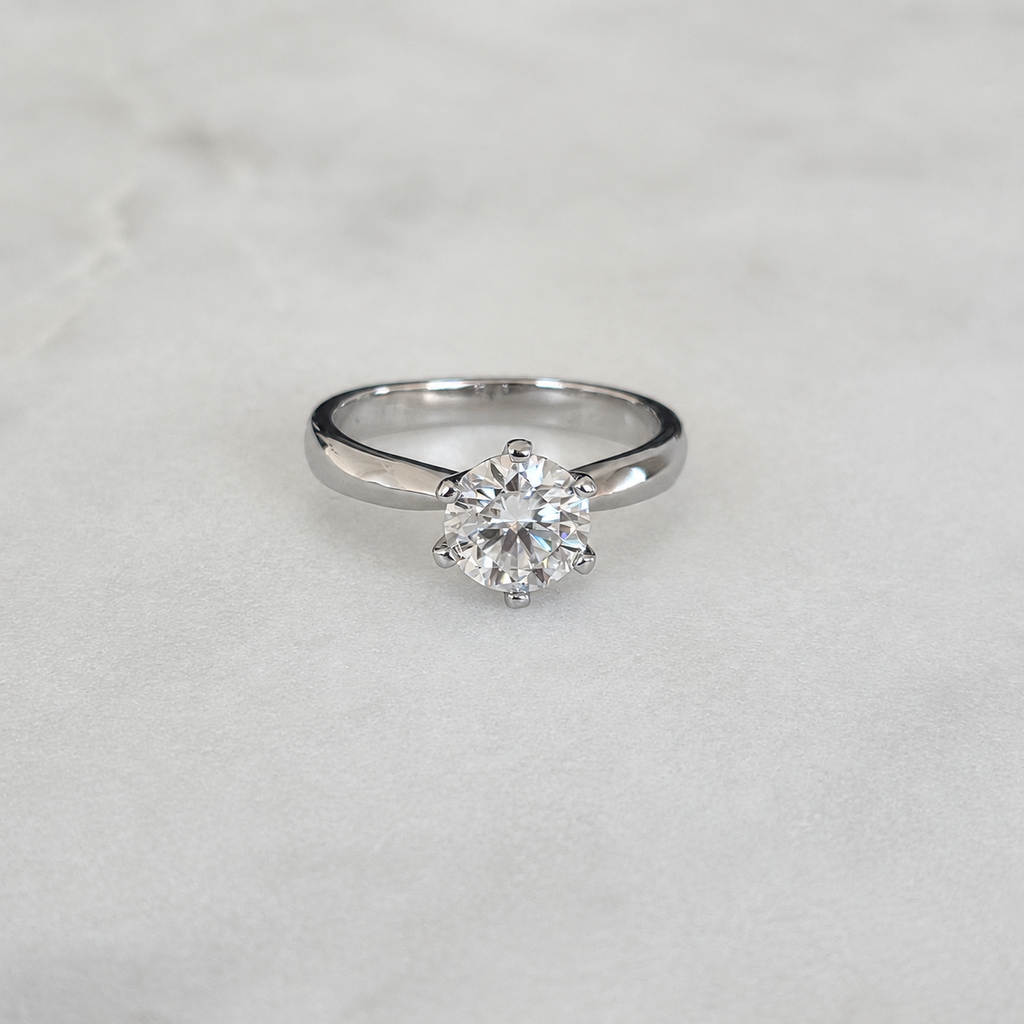 CLASSIC SOLITAIRE 6-PRONG ROUND-CUT MOISSANITE RING - 1.0ct