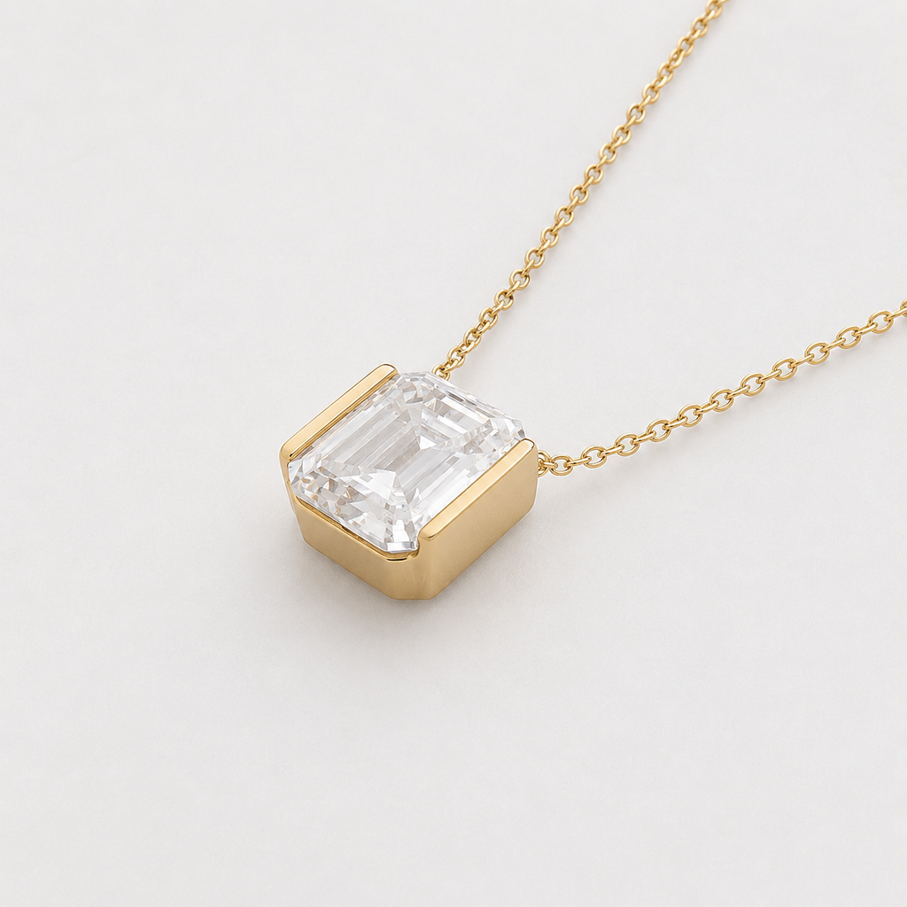 EMERALD-CUT Moissanite Necklace - 5.0ct