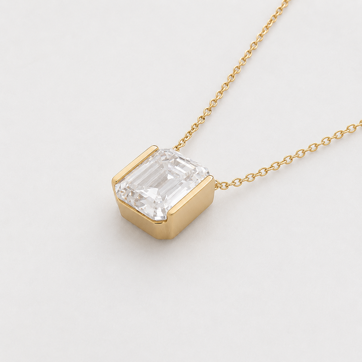 EMERALD-CUT Moissanite Necklace - 5.0ct