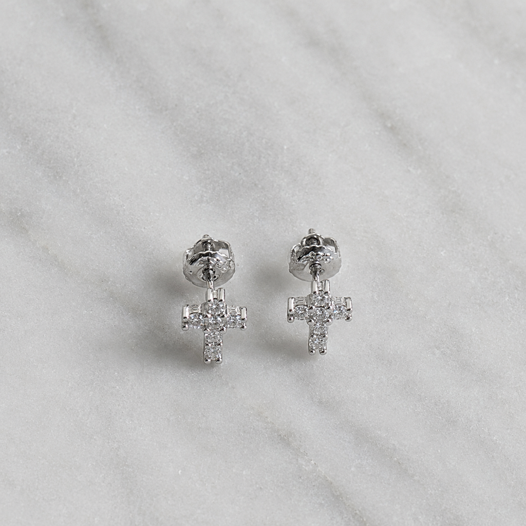 Cross Stud Earring Moissanite 0.34ct