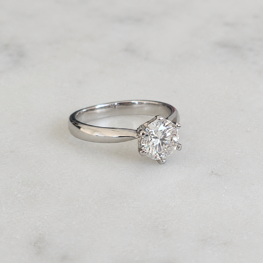 CLASSIC SOLITAIRE 6-PRONG ROUND-CUT MOISSANITE RING - 1.0ct