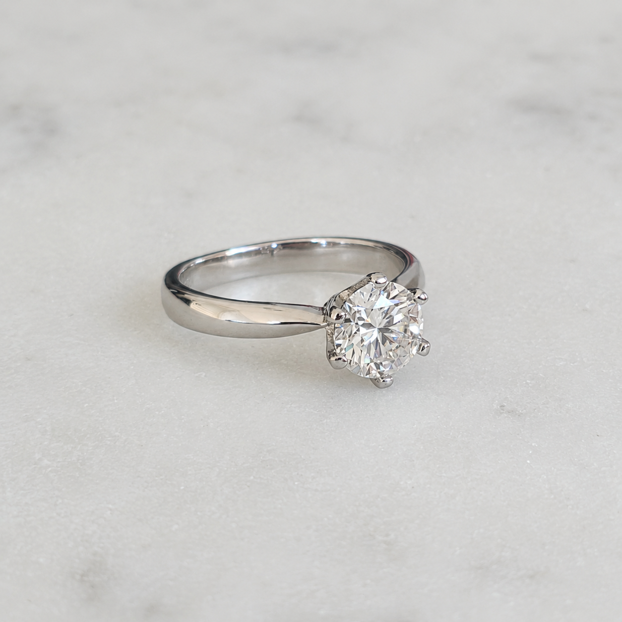 CLASSIC SOLITAIRE 6-PRONG ROUND-CUT MOISSANITE RING - 1.0ct