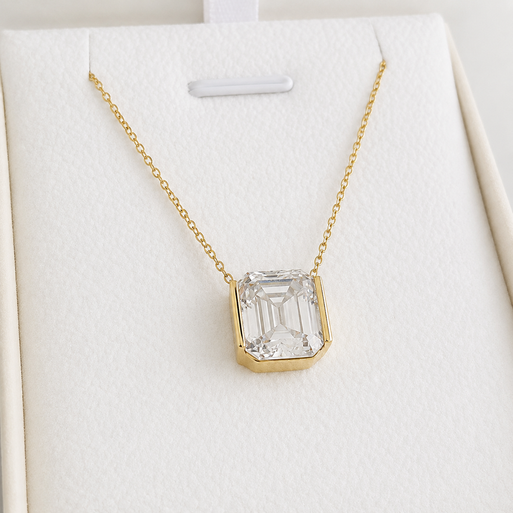 EMERALD-CUT Moissanite Necklace - 5.0ct