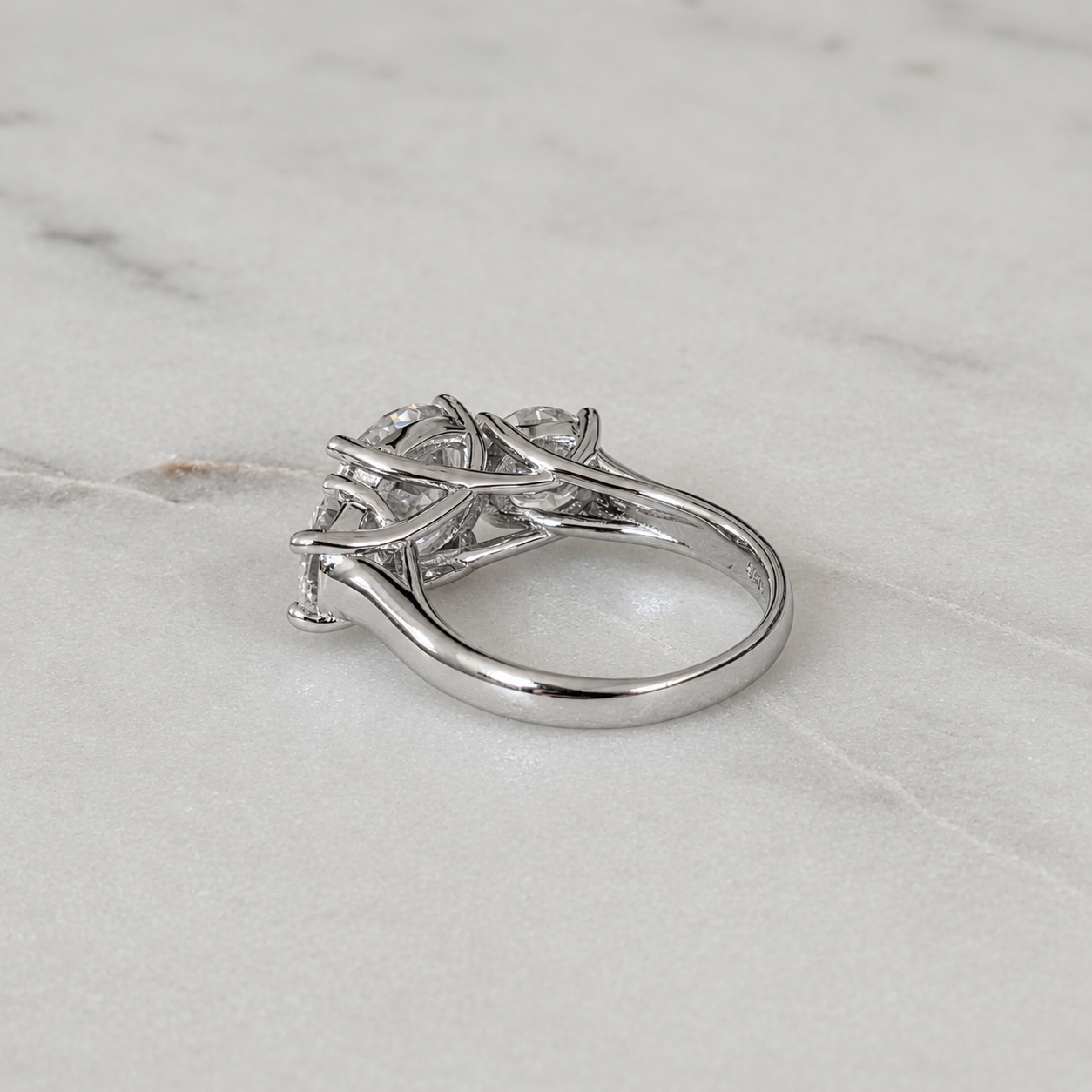 THREE-STONE ROUND-CUT MOISSANITE RING - 5.0ct