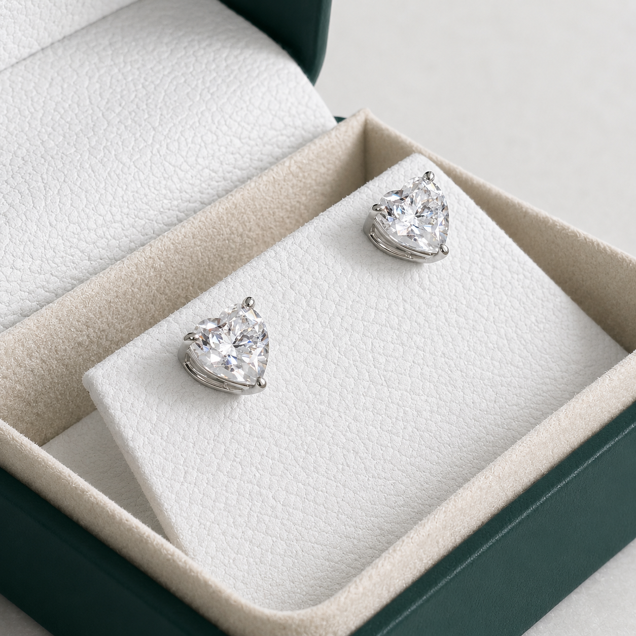 Heart-Cut Earrings Moissanite - 4.0ct