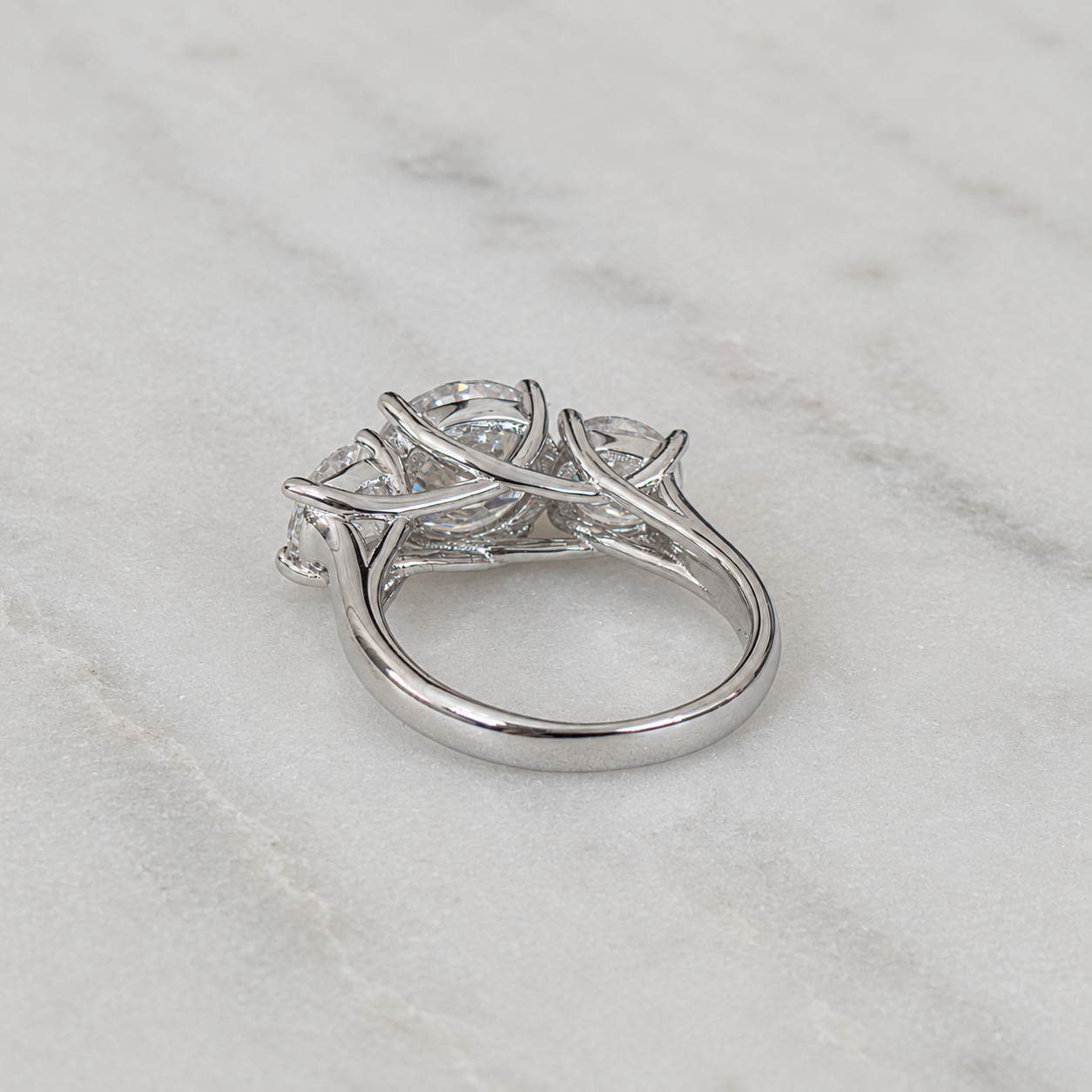 THREE-STONE ROUND-CUT MOISSANITE RING - 5.0ct