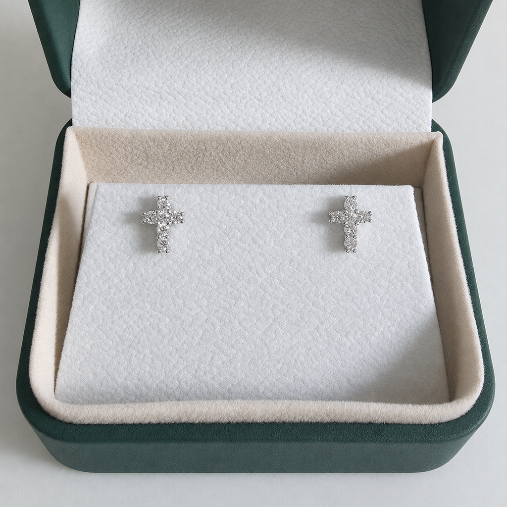 Cross Stud Earring Moissanite 0.34ct