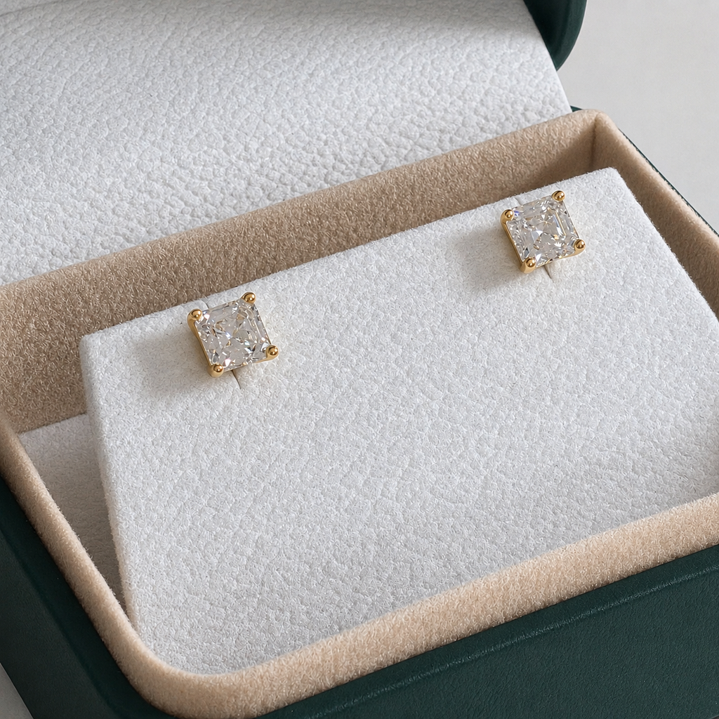 Princess-Cut Stud Earring Moissanite - 1.6ct