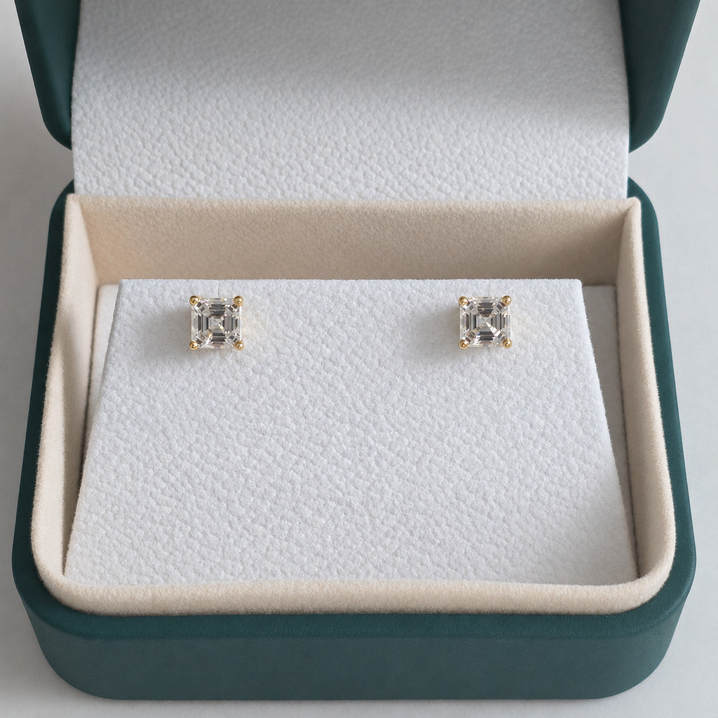 Princess-Cut Stud Earring Moissanite - 1.6ct